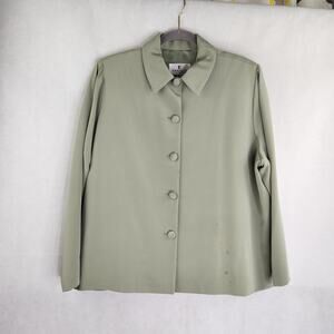 Emmelle Green Silk Button Front Lined Shirt Jacket Missing Size Tag